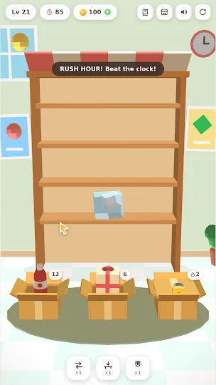 Restock Rush level with shelves and delivery boxes